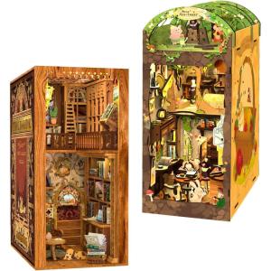 CUTEBEE DIY Book Nook Kit, DIY Dollhouse Booknook Bookshelf Insert Decor Alley, Bookends Model Build-Creativity Kit with LED Light (Eternal Bookstore)(Mole‘s Apartment)