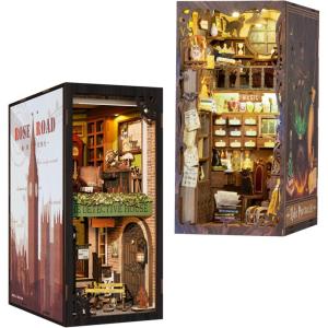 CUTEBEE DIY Book Nook Kit for Adult, DIY Miniature House Kit Dollhouse Booknook Bookshelf Decor Alley, Bookends Model Build with LED Light, Gifts for Family and Friends