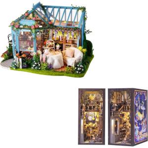 CUTEBEE DIY Miniature House Kit Magic Book Nook Dollhouse Kit Tiny House Mini Home Model Building Rose Garden Gift Creative Party Favor Birthday Gift