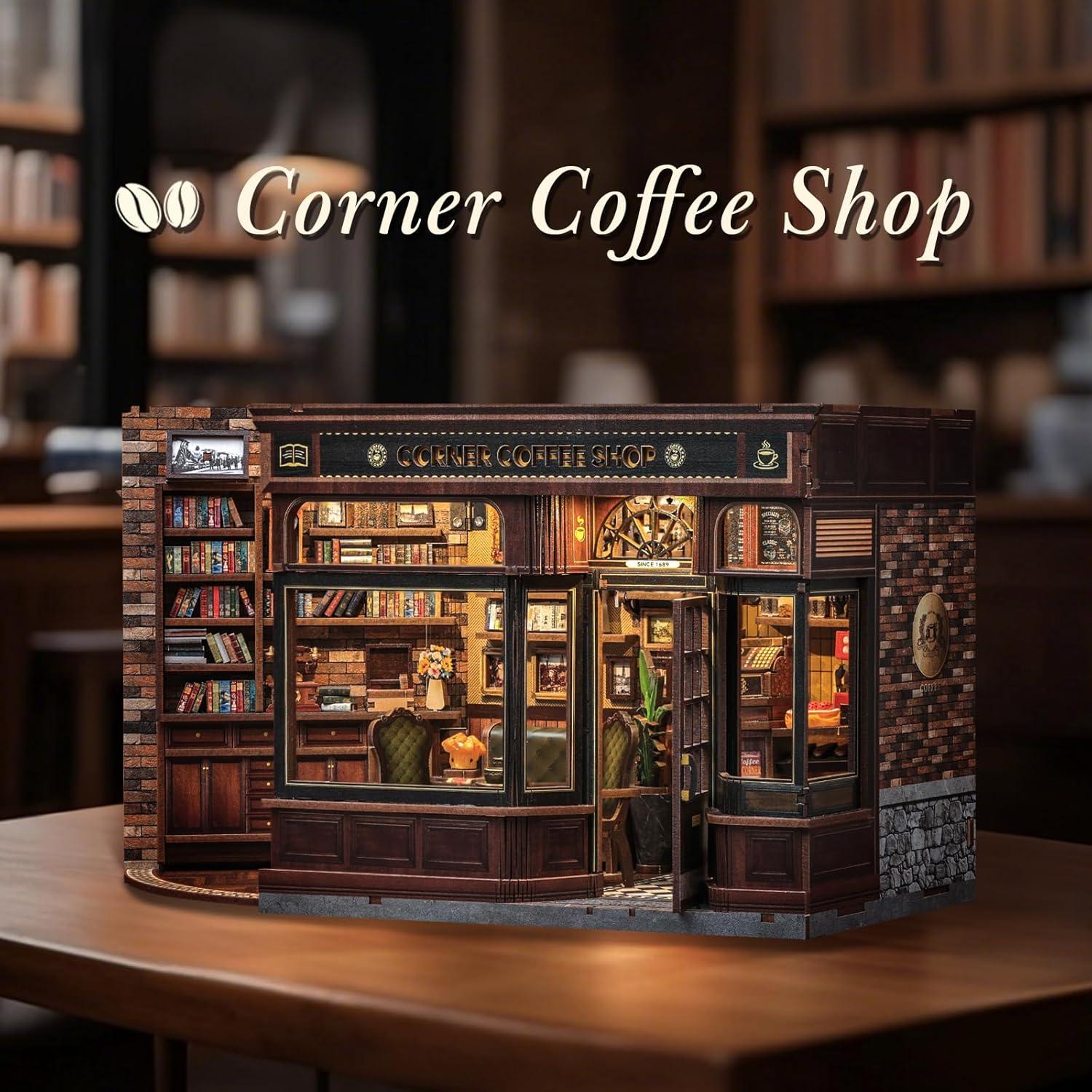 image:imageCUTEBEE 2 Pack Book Nook Kit DIY Miniature House Dollhouse Kit for Adults and Teens Bookshelf Decor 3D Wooden Puzzle Gifts for Family Friends Corner Coffee Shop amp Literature Bookstore