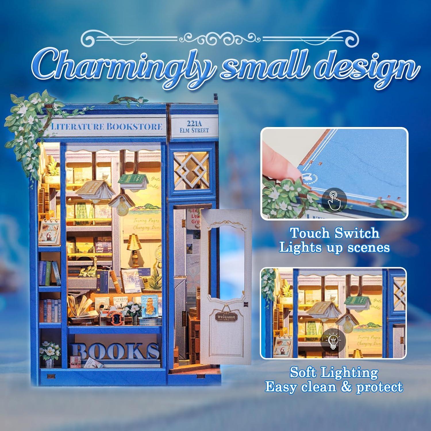 image:imageCUTEBEE 2 Pack Book Nook Kit DIY Miniature House Dollhouse Kit for Adults and Teens Bookshelf Decor 3D Wooden Puzzle Gifts for Family Friends Corner Coffee Shop amp Literature Bookstore