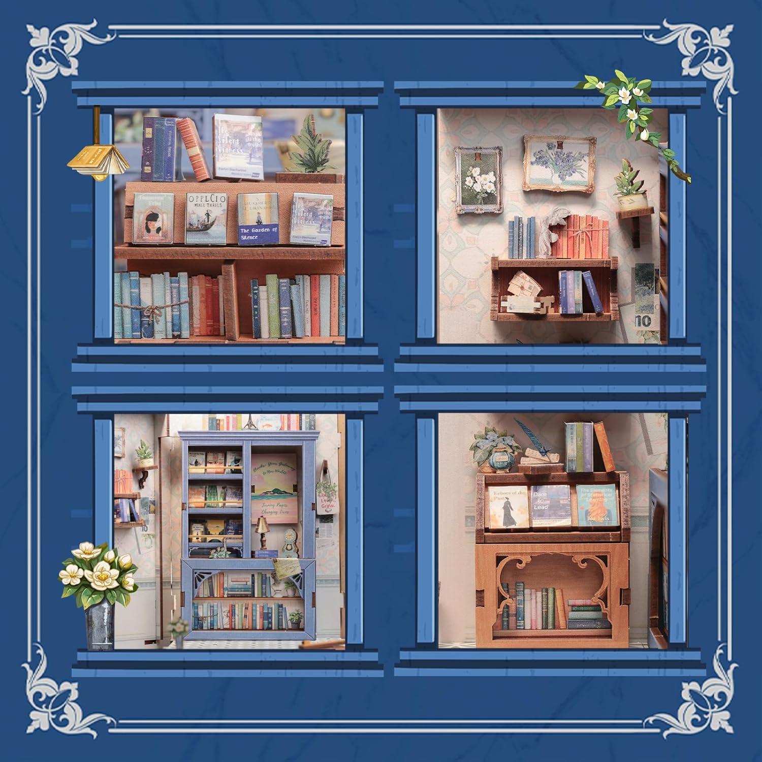 image:imageCUTEBEE 2 Pack Book Nook Kit DIY Miniature House Dollhouse Kit for Adults and Teens Bookshelf Decor 3D Wooden Puzzle Gifts for Family Friends Corner Coffee Shop amp Literature Bookstore