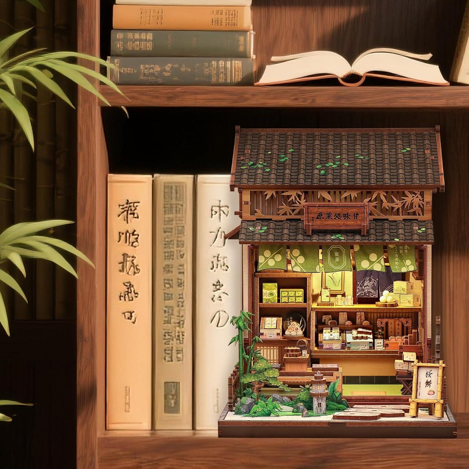 image:imageCUTEBEE Book Nook Kit DIY Miniature House Coffee Shop Dollhouse Kit for Adults and Teens Booknook Tiny House Bookshelf Decor 3D Wooden Puzzle Gifts for Family Friends