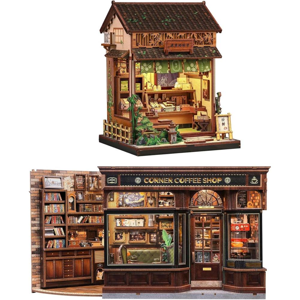image:imageCUTEBEE Book Nook Kit DIY Miniature House Coffee Shop Dollhouse Kit for Adults and Teens Booknook Tiny House Bookshelf Decor 3D Wooden Puzzle Gifts for Family Friends