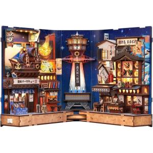 CUTEBEE Book Nook Kit – Japanese Foldable DIY Miniature Dollhouse, Warm LED Bookshelf Alley Decor Model, Building Kit Gifts for Adults Teens Family Friends (Tsutenkaku Ichiban Street)