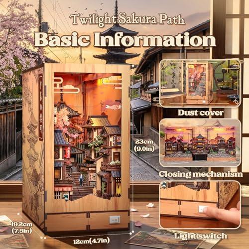 image:imageCUTEBEE Book Nook Kit DIY Miniature House Dollhouse for Adults Japanese Kyoto Winter Street Scene Bookshelf Decor 3D Wooden Puzzle Model Kit Diorama Bookish Gifts