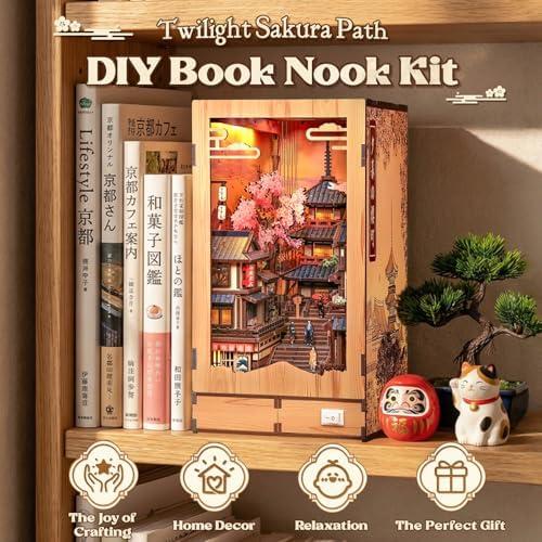 image:imageCUTEBEE Book Nook Kit DIY Miniature House Dollhouse for Adults Japanese Kyoto Winter Street Scene Bookshelf Decor 3D Wooden Puzzle Model Kit Diorama Bookish Gifts