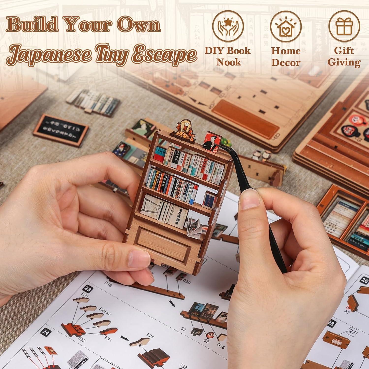 image:imageCUTEBEE Book Nook Kit DIY Miniature House Japanese Kyoto Bookstore Dollhouse Booknook for Adults Tiny House Bookshelf Decor 3D Wooden Puzzle Gifts Antique Bookery of Kyoto 333 Pieces