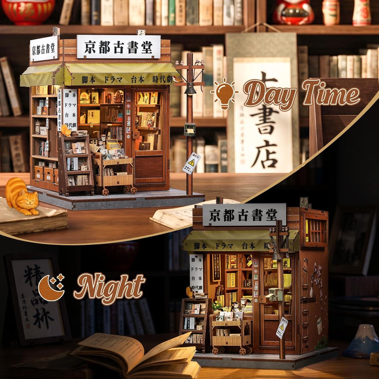 image:imageCUTEBEE Book Nook Kit DIY Miniature House Japanese Kyoto Bookstore Dollhouse Booknook for Adults Tiny House Bookshelf Decor 3D Wooden Puzzle Gifts Antique Bookery of Kyoto 333 Pieces