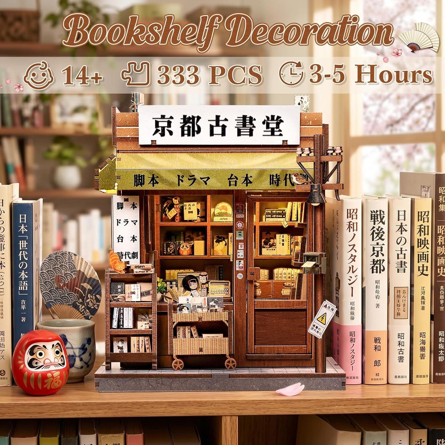 image:imageCUTEBEE Book Nook Kit DIY Miniature House Japanese Kyoto Bookstore Dollhouse Booknook for Adults Tiny House Bookshelf Decor 3D Wooden Puzzle Gifts Antique Bookery of Kyoto 333 Pieces