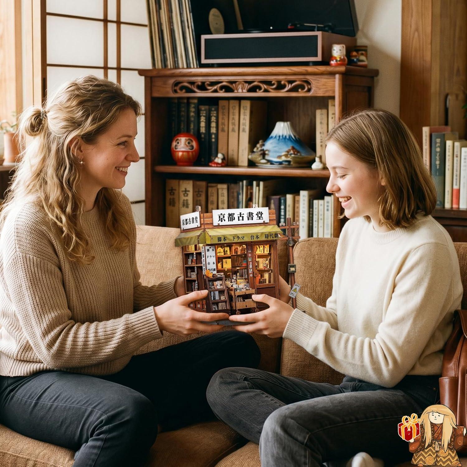image:imageCUTEBEE Book Nook Kit DIY Miniature House Japanese Kyoto Bookstore Dollhouse Booknook for Adults Tiny House Bookshelf Decor 3D Wooden Puzzle Gifts Antique Bookery of Kyoto 333 Pieces